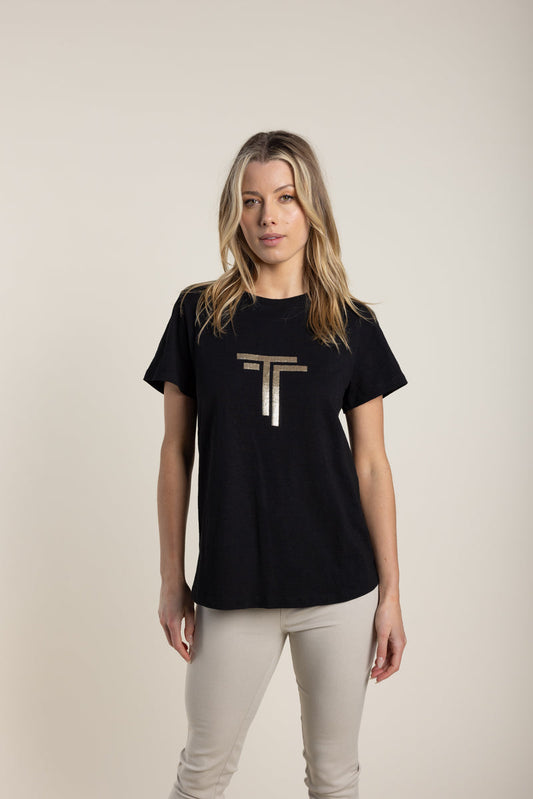 Two T's - Logo Sequin T-shirt Black