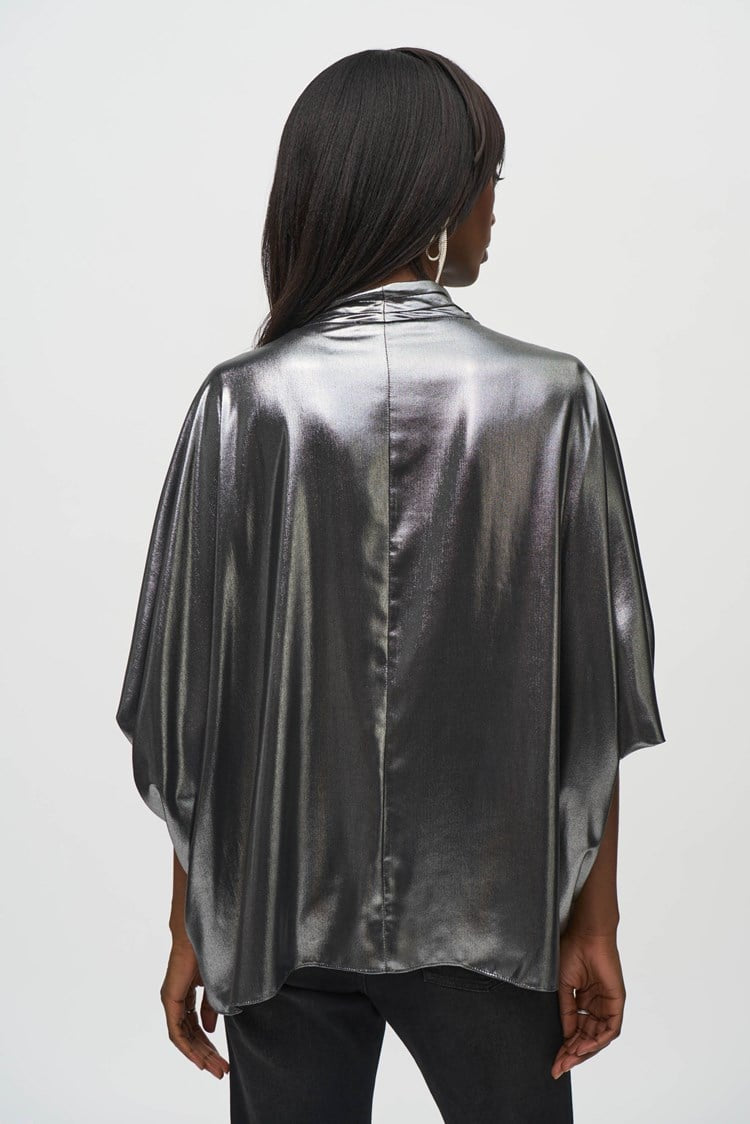 Joseph Ribkoff - Metallic Foiled Chiffon Wrap Top