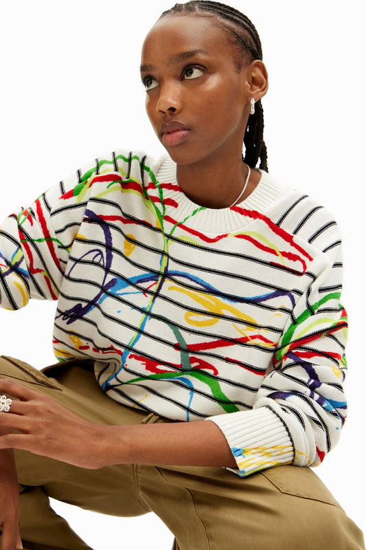 Desigual - Short Striped Arty Pullover