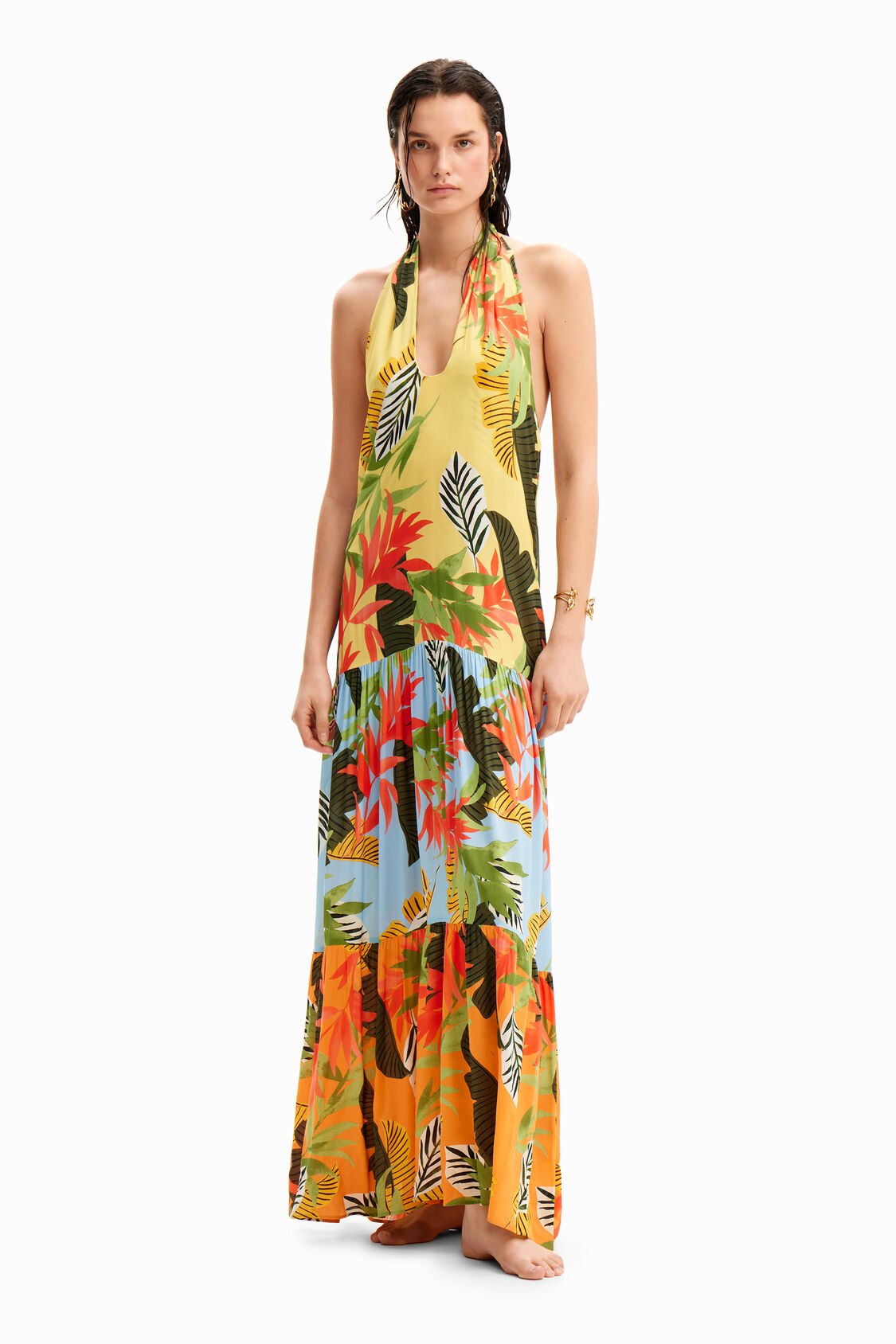 Desigual - Tropical Halter Neck Maxi Dress