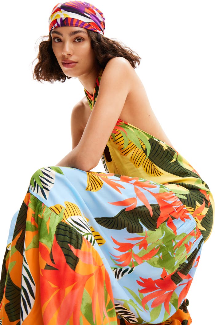 Desigual - Tropical Halter Neck Maxi Dress