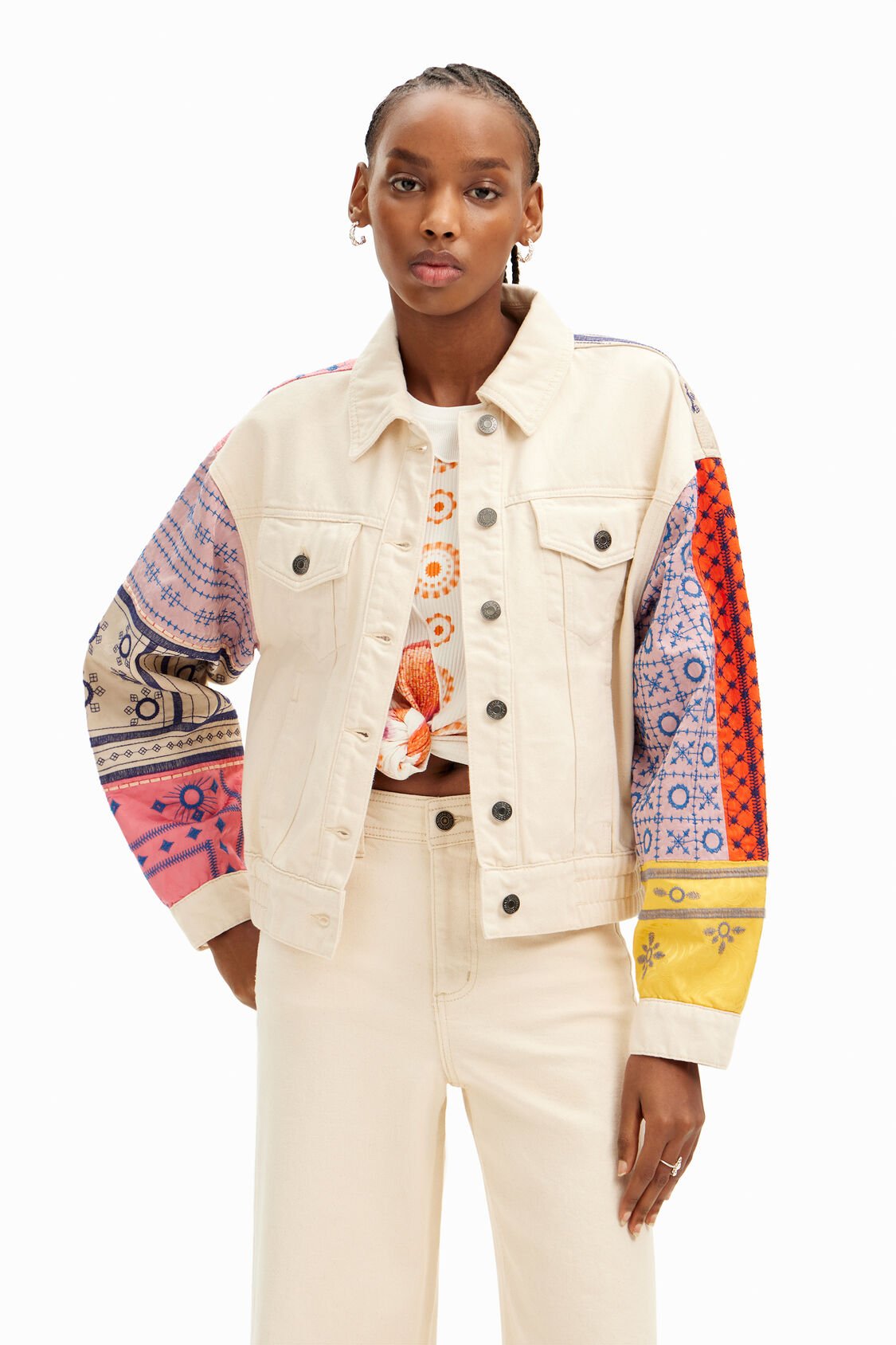 Desigual - Short Embroidered Denim Jacket