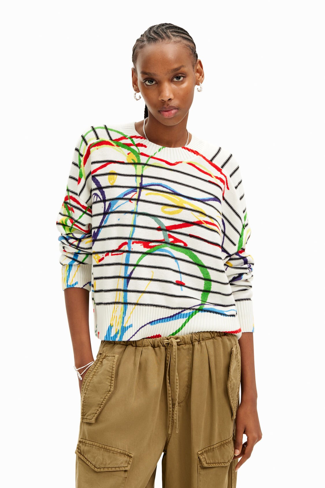 Desigual - Short Striped Arty Pullover