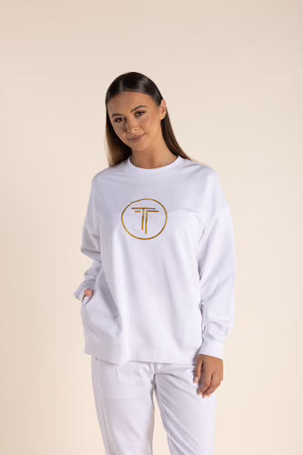 Two T's - Traditional Sweater in White