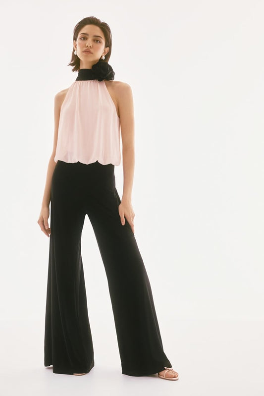 Joseph Ribkoff - Silky Knit and Chiffon Wide Leg Jumpsuit