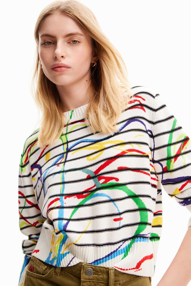 Desigual - Short Striped Arty Pullover