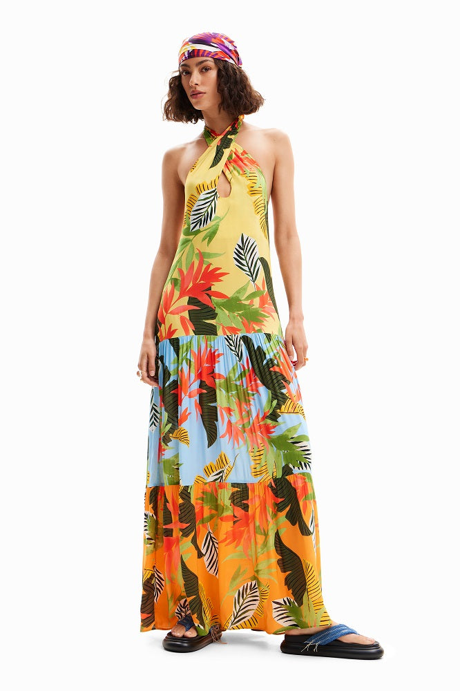 Desigual - Tropical Halter Neck Maxi Dress