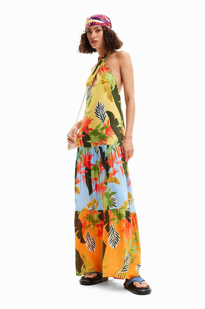 Desigual - Tropical Halter Neck Maxi Dress