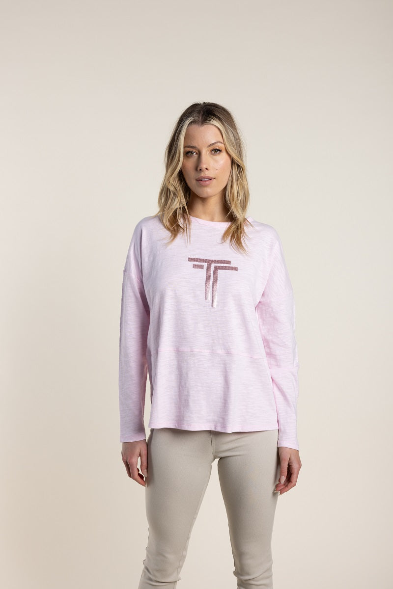 Two T's - Logo Sequin Long Sleeve Top, various colours