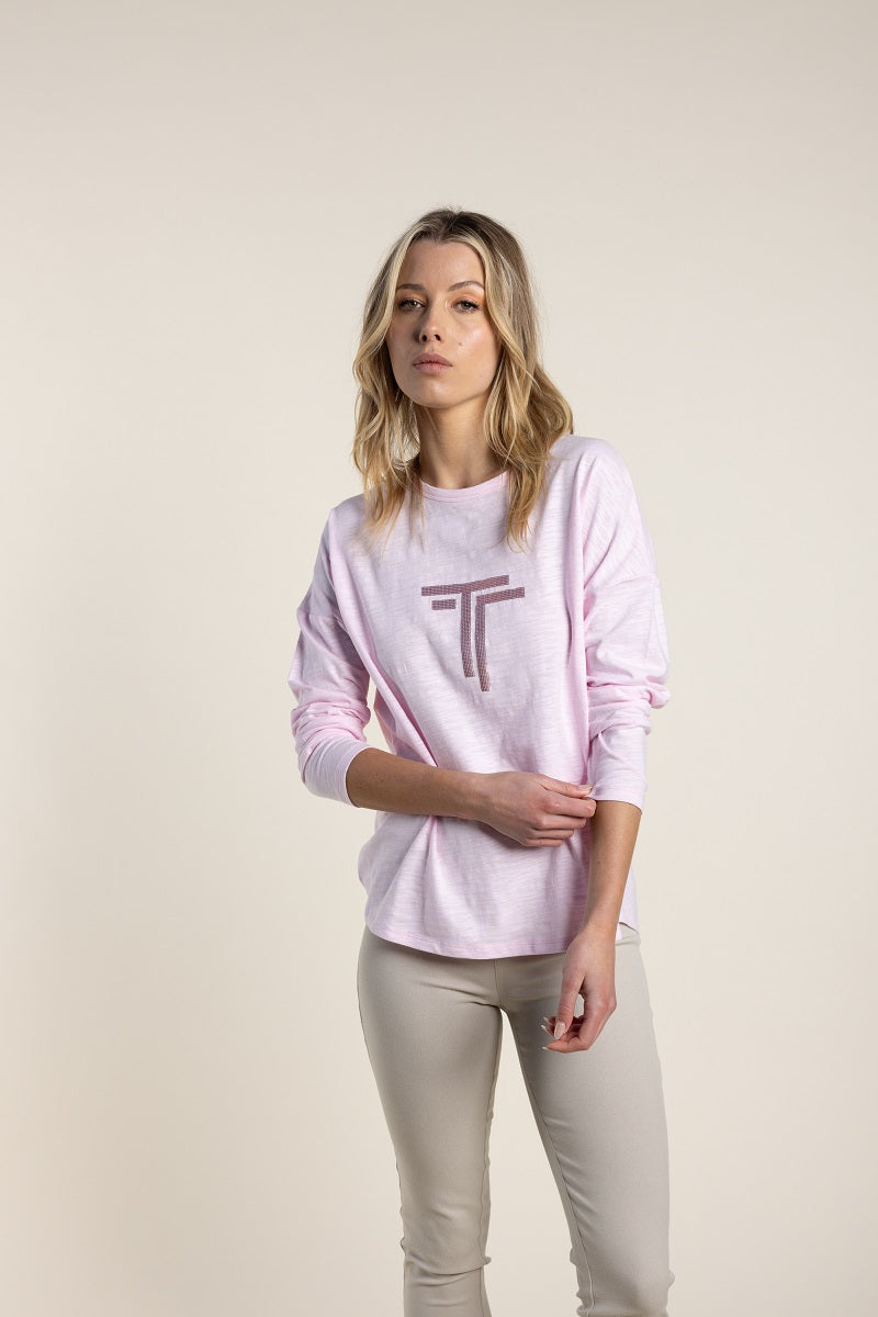 Two T's - Logo Sequin Long Sleeve Top, various colours